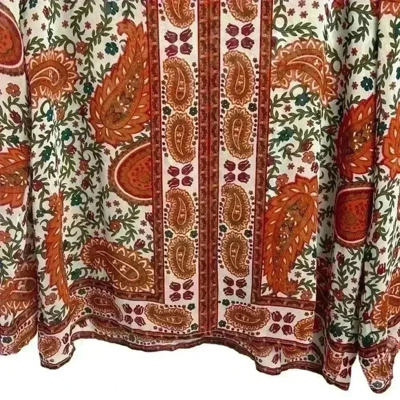 Passports Women's Boho Sheer Paisley Print Blouse Multicolor Size M - Picture 5 of 10